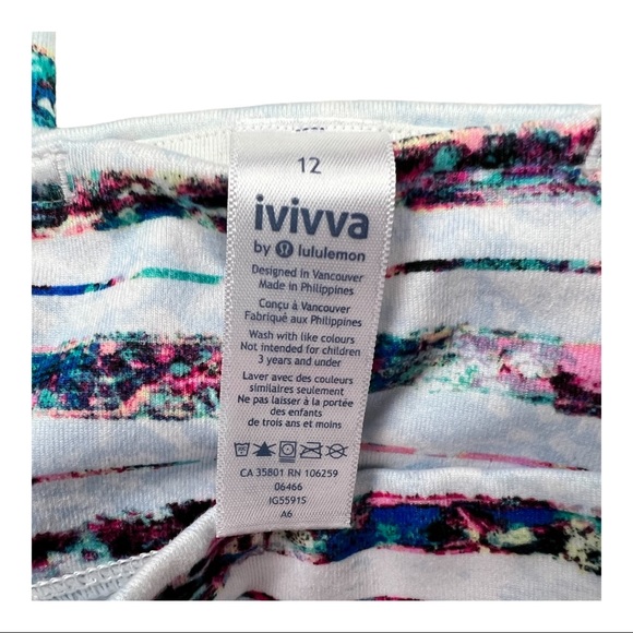 Ivivva Lululemon Rhythmic Tight Leggings 12 L Stripe - Picture 4 of 6